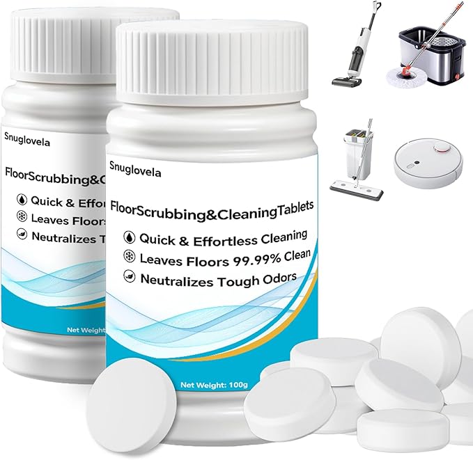 Powerful Floor Cleaning Tablets Compatible With Tineco (200 PCS) 2 Bottle Floor Deep Cleaner Dissolves Fast for Streak-Free Shine on Hardwood TileSuitable With All Robot Vacuums