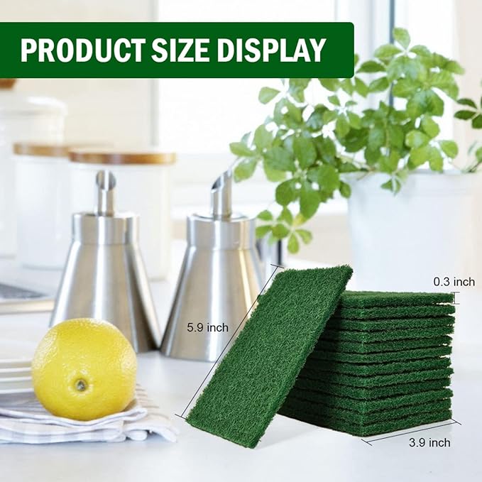 YoleShy 80 PCS Scouring Pad Dish Scrubber Scouring Pads4 x 6 inch Green Reusable Household Scrub Pads for Dishes Kitchen Scrubbers &amp Metal Grills