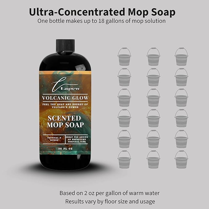 Lapew Volcanic Glow Scented Mop Soap - Luxury Floor Cleaner Concentrate for Mopping Tile Laminate Vinyl &amp Hardwood | Streak-Free Low-Foam | 36 oz
