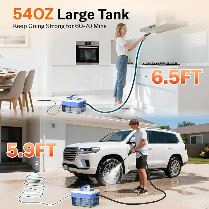 2500W Handheld Steam Cleaner with 16pcs Accessories &amp 1.6L Tank 10S Fast Heating &amp High Temperature Portable Steam Cleaner for Home Car Steamer for Cleaning Windows Grout Upholstery and M