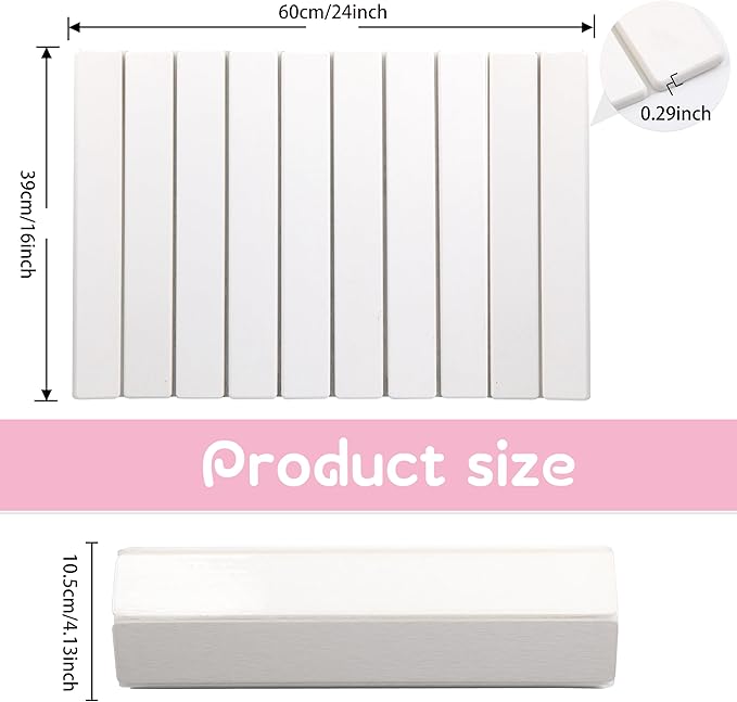 Quick Dry Collapsible Dish Drying Mat Eco-Friendly Absorbent Diatomaceous Earth Mats for Dishes Bottles Cups 24×16Large Stone Dish Drying Mats for Kitchen Counter (White 24（L）×16（W）)
