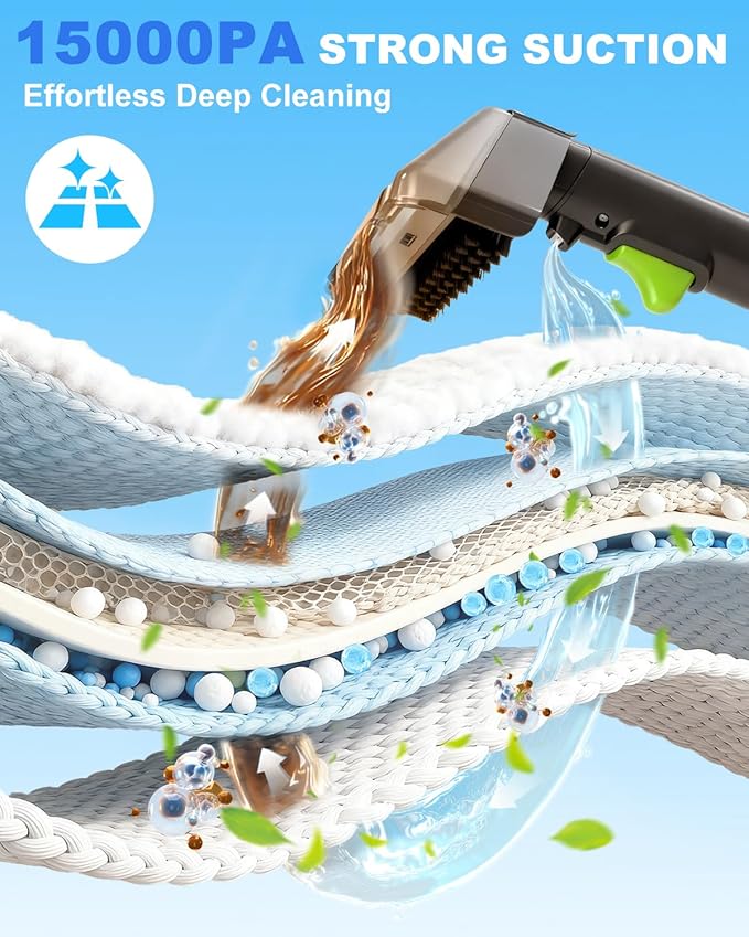 Portable Carpet Cleaner MachineCarpet &amp Upholstery Cleaner Machine15KPA Portable Small carpet Cleaner with Powerful SuctionHandheld Carpet Cleaner with 3 Brusheadportable Carpet cleaner for Pe