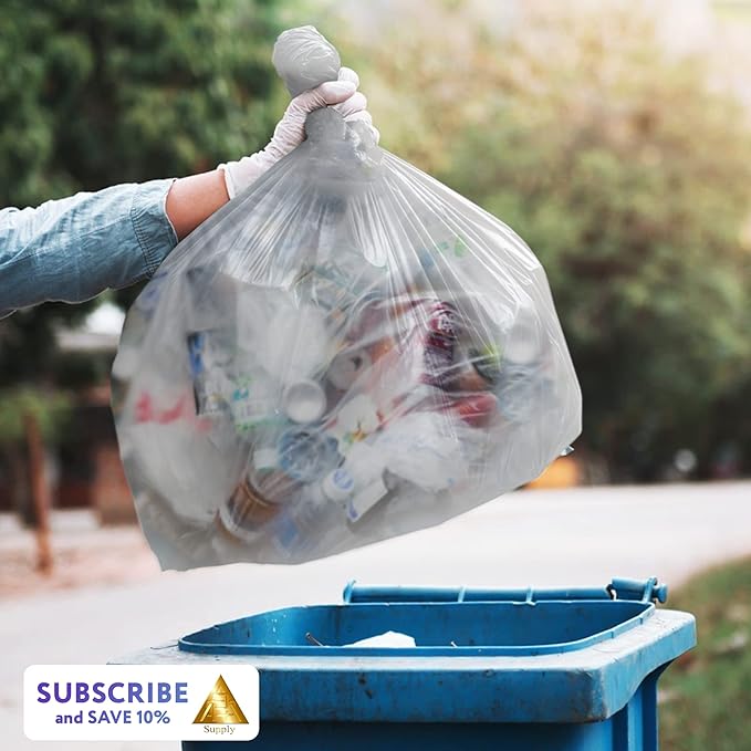 APQ Outdoor Trash Bags Large 40 x 48 Pack of 250 Clear Trash Can Liners Thin 0.67 Mil Polyethylene Big Garbage Bags Unscented Leakproof Waste Basket Bags 40-45 Gallons Kitchen Waste Basket Liner