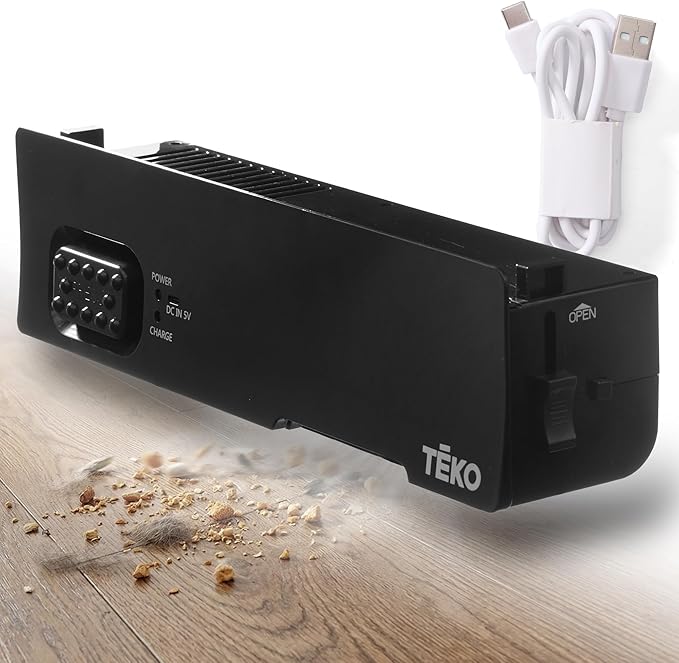 Teko Under-Counter Toe Kick Automatic Vacuum System Cordless Strong-Suction Vacuum Dustpan for Collecting Floor Debris Pet Hair Crumbs &amp Dust Slim Under-Cabinet Design – Easy to Operate - Blac