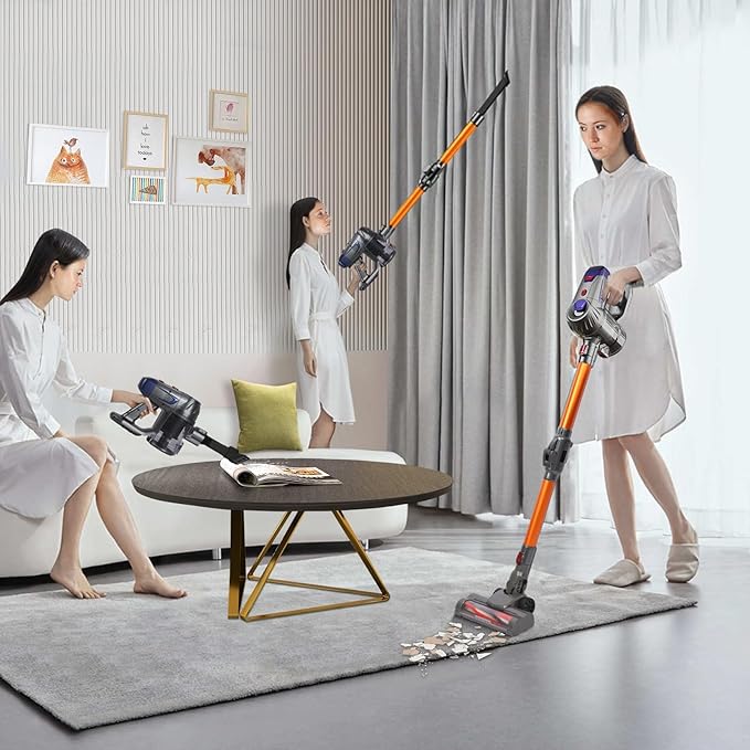 Cordless Vacuum Cleaner 10kpa Super Suction 150w High-Speed Motor Cordless Stick Vacuum Cleaner for Home Hardwood Floor Carpet Pet US Plug