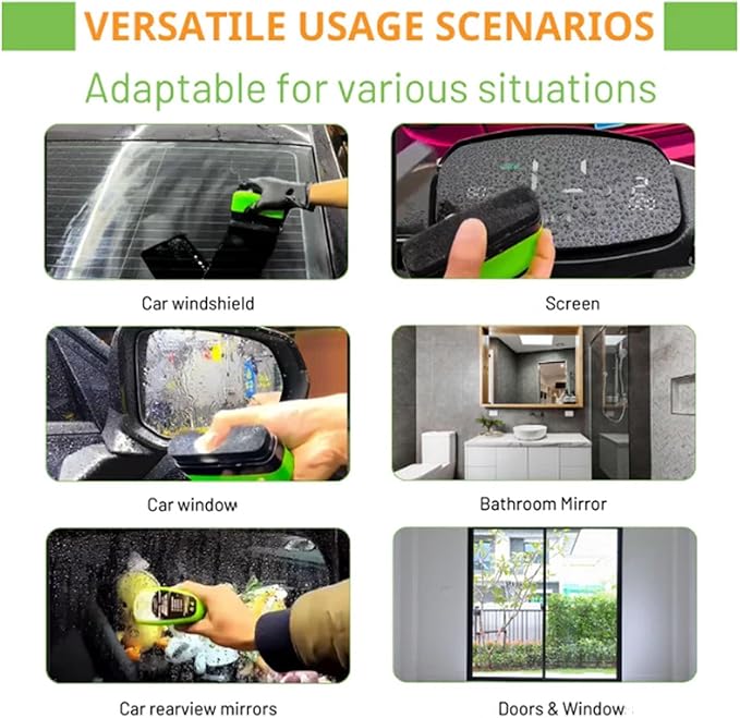 Clear Vision Glass Cleaner Windshield Cleaner 2025 Upgrade 2.0 Glass Cleaner Reusable Rain and Fog Cleaning Glass Brush (2 Green)