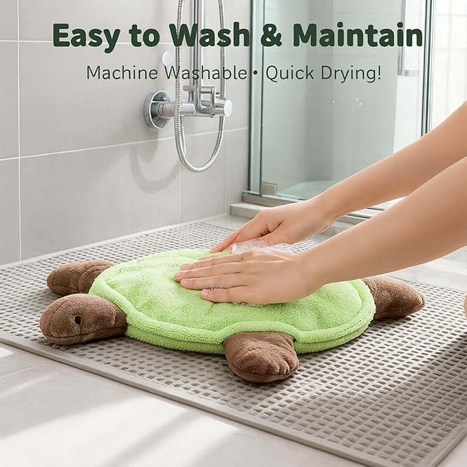 Floor Turtle Foot Mop – Cute Turtle-Shaped Foot Mop Pad with Double-Sided Microfiber Hands-Free Floor Cleaning for Hair Pickup Washable Reusable Pad for Home and Office Floors (Green *3)