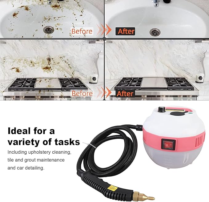 1500W Steam Cleaner Handheld Steam Cleaner High Temperature Cleaning Machine with 3 Brush Heads for Home Bathroom Kitchen (US Plug 110V)