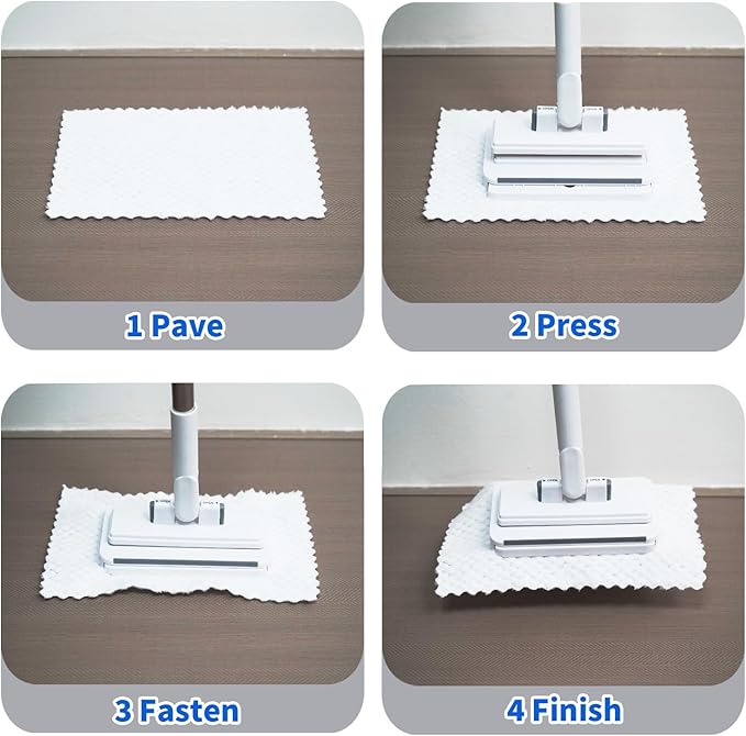 SOPAMI Sweep &amp Mop Kit Durable Cleaning Tool for Hardwood Tile Marble &amp Laminate FloorsPet Hair Removal Home Kitchen Cleaning Essentials (2 Reusable Cleaning Pads&amp1pcs Disposable Dry