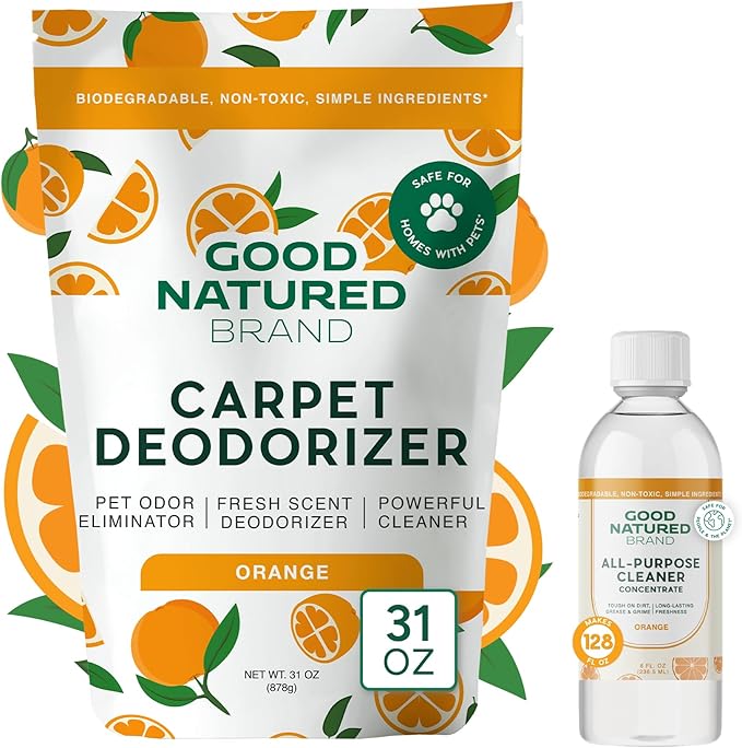 Good Natured Brand | Carpet Deodorizer 31 oz Orange &amp All-Purpose Cleaner Concentrate 8 oz Orange