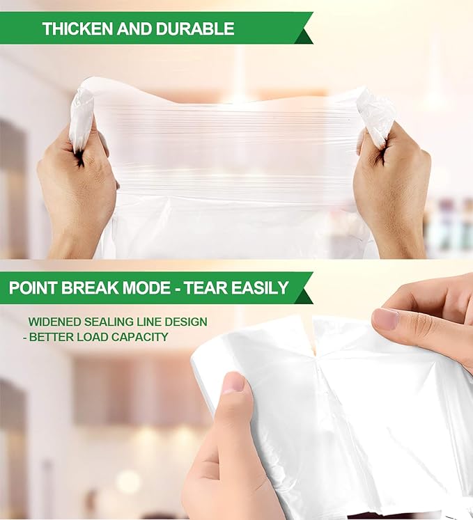 FORID Clear Trash Bags 8 Gallon Garbage Bags Wastebasket Bin Liners 110 Count Plastic Trash Bags for Bathroom Bedroom Office Garbage Can 30 Liters - Durable &amp Thick Trash Bag - Medium (Pack of 2