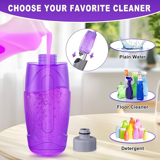 Spray Mop for Hardwood Floor Cleaning with 2 Reusable Pads + 12 Disposable Refills &amp 2 Bottles
