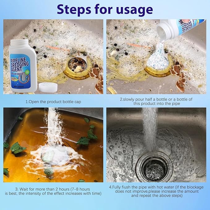 Powerful Pipe Dredging Agent Pipeline Dredging Agent Sink and Drain Cleaner for Kitchen and Toilet Pipelines Pipe Drain Clog Remover (2PC)