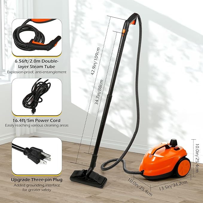 Dyna-Living 1800W Portable Steam Cleaner with 2.1L Water Tank &amp 2500W Steam Cleaner with 1L Large-capacity Tank