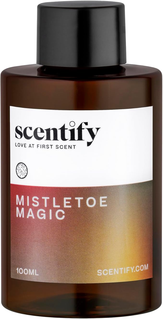 Scentify Holiday Mistletoe Magic Aroma Oil Christmas Refill Scent for Oil Diffusers - Pine Oak Moss Clove Cedar - Luxurious Relaxing Aromatherapy Fragrance 100ml 3.38oz