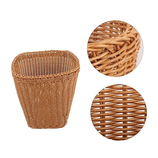 Farmhouse Woven Basket Rattan Storage Wastebasket for Living Bedroom Office Dorm Rustic Design Lightweight Versatile Home Decor