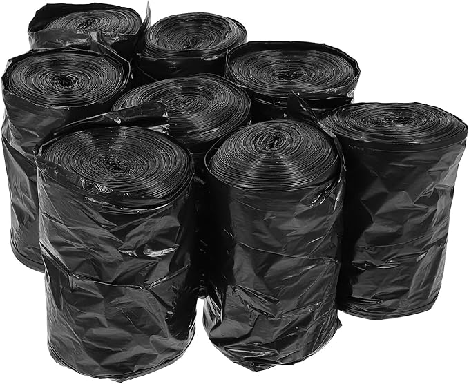 VILLCASE 200pcs Thick Black Disposable Garbage Bags Pe Strong Trash Bags for Portable Toilets and Kitchen Use Heavy Duty Waste Liners for Camping Bathroom and Outdoor Cleanup