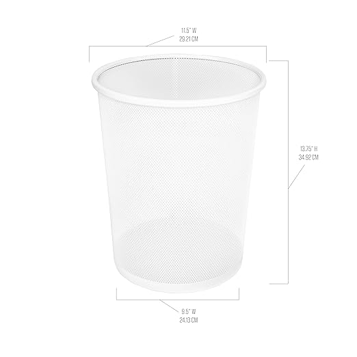 Seville Classics 2-Pack Steel Mesh Round Trashcan Wastebasket for Trash or Recycle in The Home Office or Garage White 6 Gallon