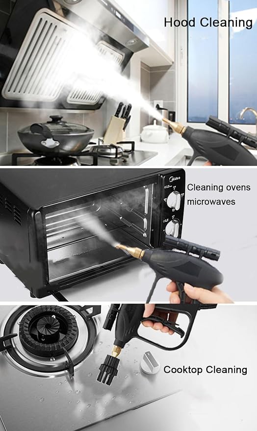 2600W High Pressure Steam Cleaner Portable Handheld Steam Cleaner High Temp Steam Cleaning Machine with Brush Heads &amp Insulation Gloves for Cleaning Upholstery Bathroom Car Detailing (Color :