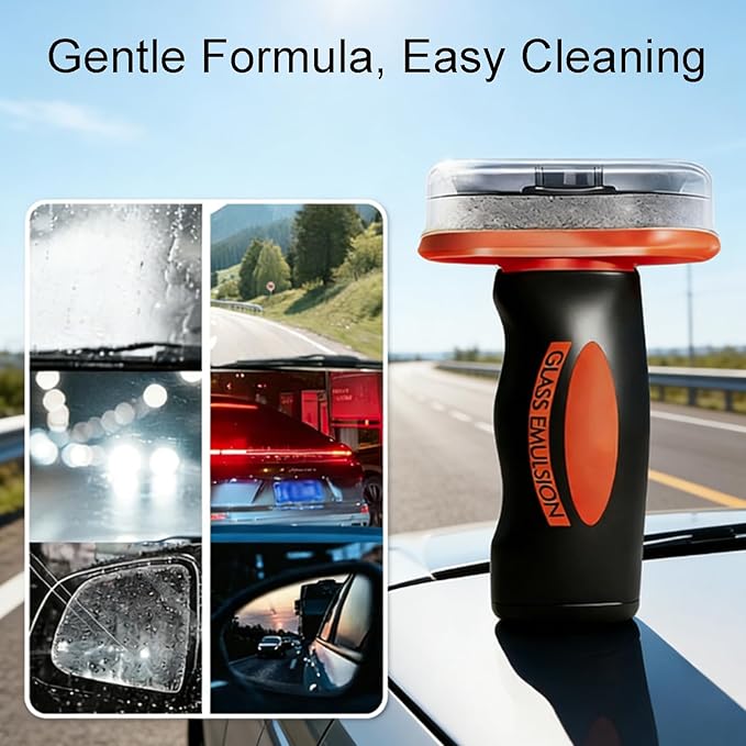 Handheld Glass Oil-Film Remover Emulsion Cleaner Glass Cleaning Board Improve Windshield Clarity Multifunctional Oil Film Remover with Micro Fiber Cloth (5pcs)