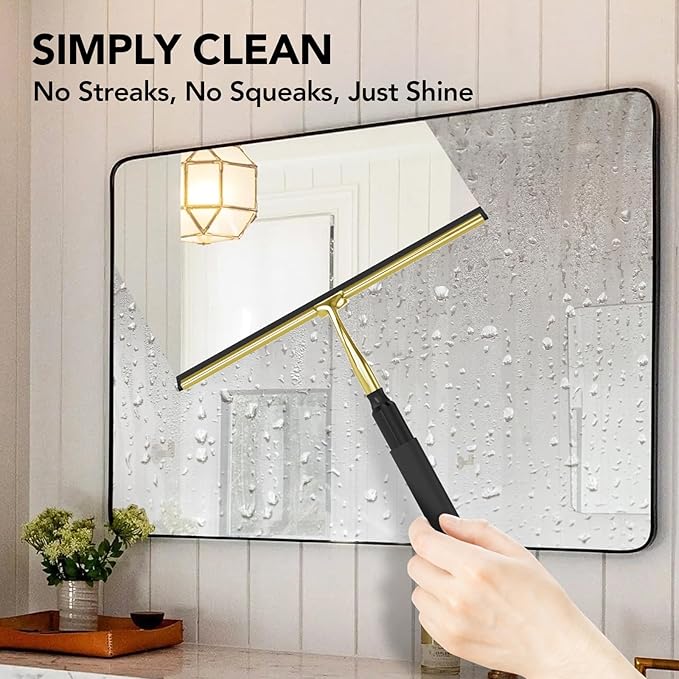Shower Squeegee with Long Handle 15-51 Telescopic Squeegee for Window Cleaning Window Squeegee for Glass Doors Extendable Window Cleaner Tool for Tile Walls Sliding Door Floor Car Windshield-GD