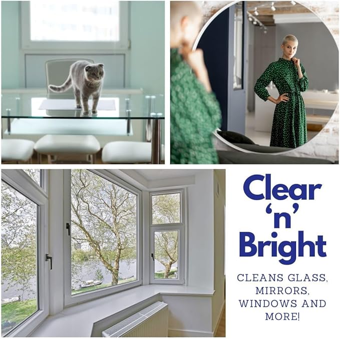 Hygea Natural Clear 'n' Bright - Non-Toxic Glass Cleaner Spray - Streak-Free &amp Ammonia-Free Window Cleaning - Window &amp Mirror Cleaning Supplies - Safe &amp Fast (3 Pack 24oz Spray)