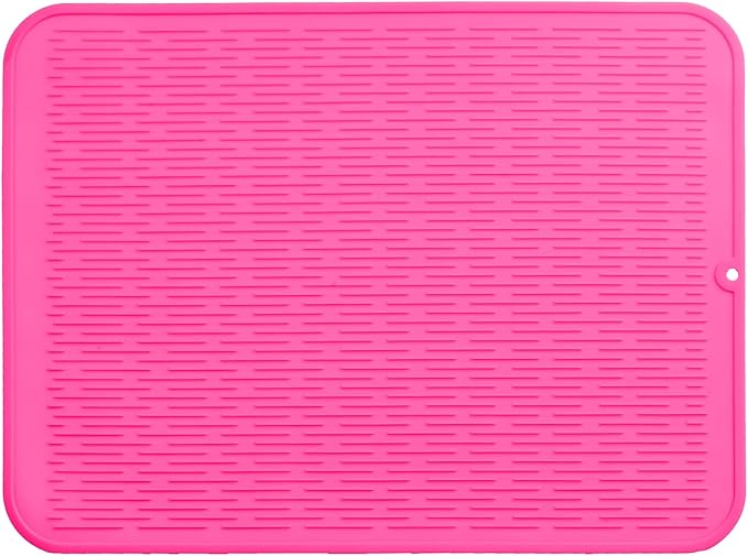 MicoYang Silicone Dish Drying Mat for Multiple UsageEasy cleanEco-friendlyHeat-resistant Silicone Mat for Kitchen Counter or SinkRefrigerator or Drawer Liner Rose 2XL 24 inches x 18 inches