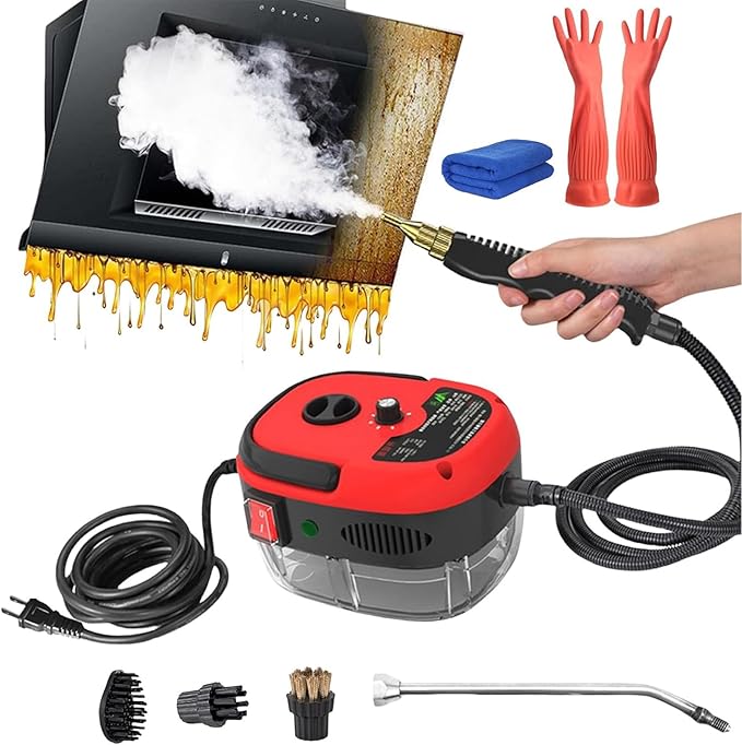 Steam Cleaner 2500W Handheld High-Temperature Pressurized Steam Cleaner High Pressure Handheld Steam Cleaner for Furniture Handheld Steam Cleaner 2500W Steam Cleaner(Red1000ml)