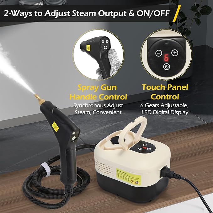 Dyna-Living Steam Cleaner 1500W Handheld Steamer for Cleaning Portable Car Steamer Cleaner 221℉ High-Temp Steamer Cleaner for Home Intelligent Touch Panel &amp Spray Gun Control