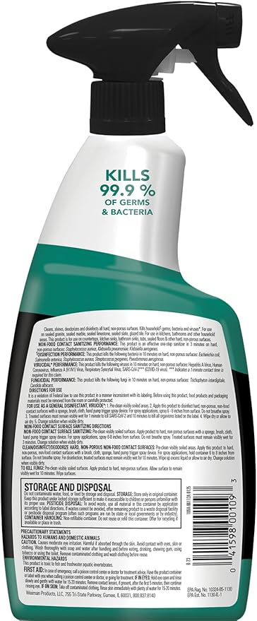 Weiman Disinfecting Granite Cleaner &amp Polish Value Pack - (1) 24 oz Spray Bottle (1) 64 oz Refill