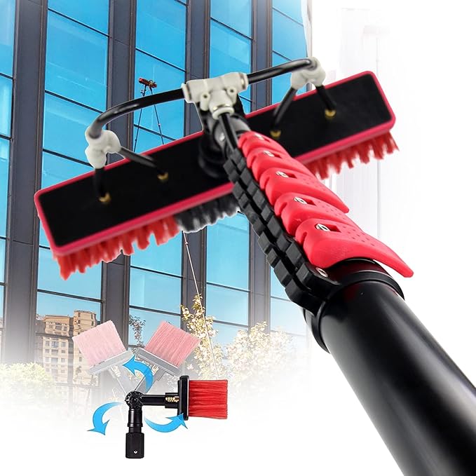 Window Cleaning Pole Water Fed Telescopic Brush Extendable Cleaner Conservatory Roof for Solar Photovoltaic Panel CleaningTrucks Windows Washing20FT 6M