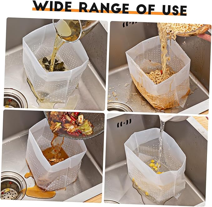 VICASKY 150 Pcs Self Standing Trash Bags Transparent Waste Bin Bags for Kitchen Sink Strainer Suitable for Daily Picnic Office Bedroom Use