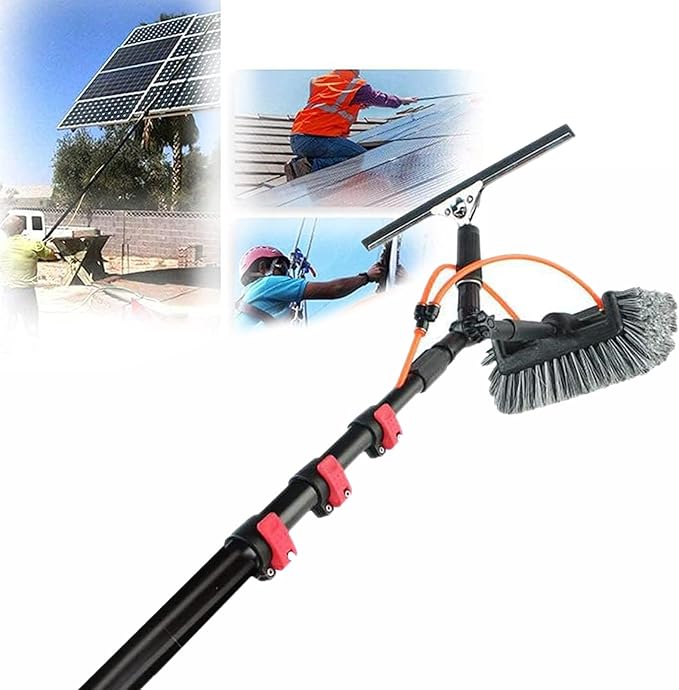 Cleaning Brush Water Fed Pole Kit Water Fed Cleaning Outdoor Cleaner Telescopic Washing Equipment (30FT/9M)