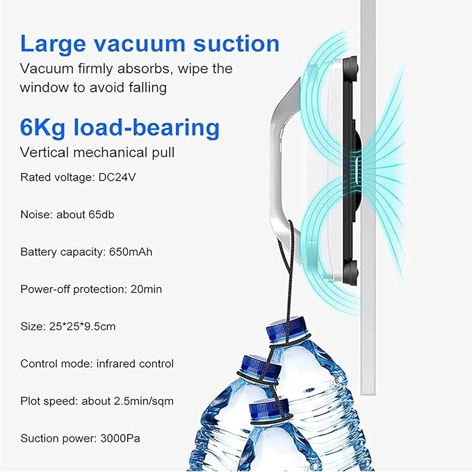 Window Cleaning Robot 3000Pa Great Vacuum Suction Smart Window Cleaning Robot for Glass Mirrors &amp Tile - Commercial/Household Automatic Robot High-Rise Glass Cleaner