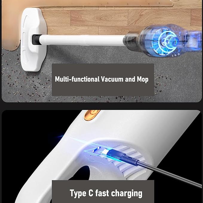 Yoidesu Cordless Vacuum Cleaner 3-in-1 Lightweight Stick Vacuum with 4000mAh Battery Powerful Suction Quiet Running for Home Hardwood Floor Carpet Pet Hair