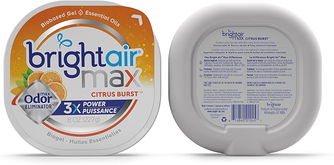 Bright Air Max Odor Eliminator Gel Biobased Air Freshener Cruelty Free Citrus Burst Scent 8 Oz Each 6 Pack