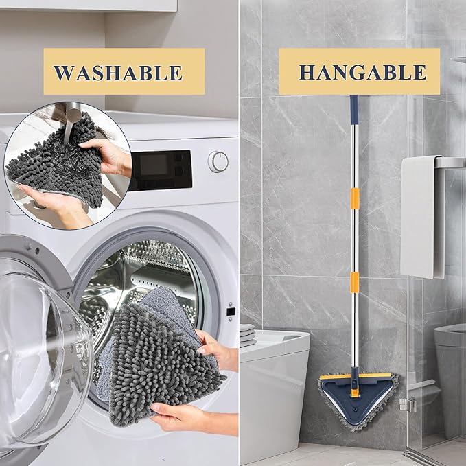 5 in 1 Wall Cleaner Mop 78 Inch Base Board Cleaner Tool with Long Handle 360° Wall Washing Tool for Ceiling Floor and Window Cleaning with 3 Microfiber &amp 3 Chenille Pads