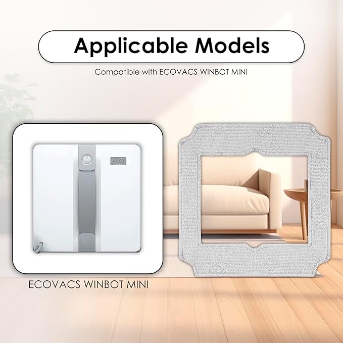 (12 Pack) Replacement Mop Pads Compatible with ECOVACS Winbot Mini Window Cleaning Robot Part No. W-CC02-0012 Washable Mop Cloths Accessories Kit Mop Pad Refill Replacement Kit