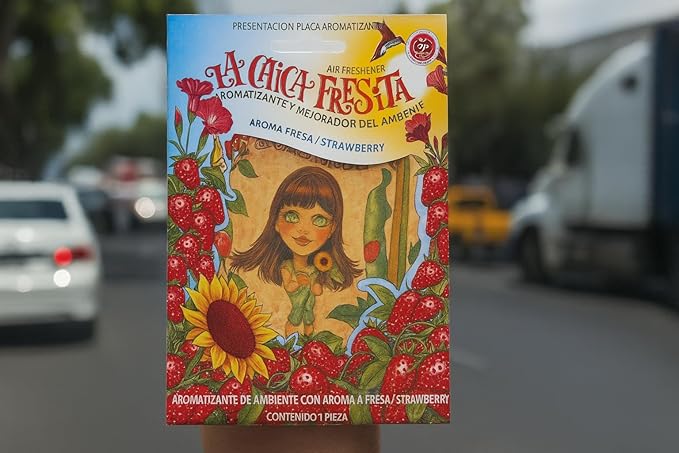 Vspec trademark LA CHICA FRESITA Car Air Freshener Strawberry Fresa Aromatizante LOT OF 25PC