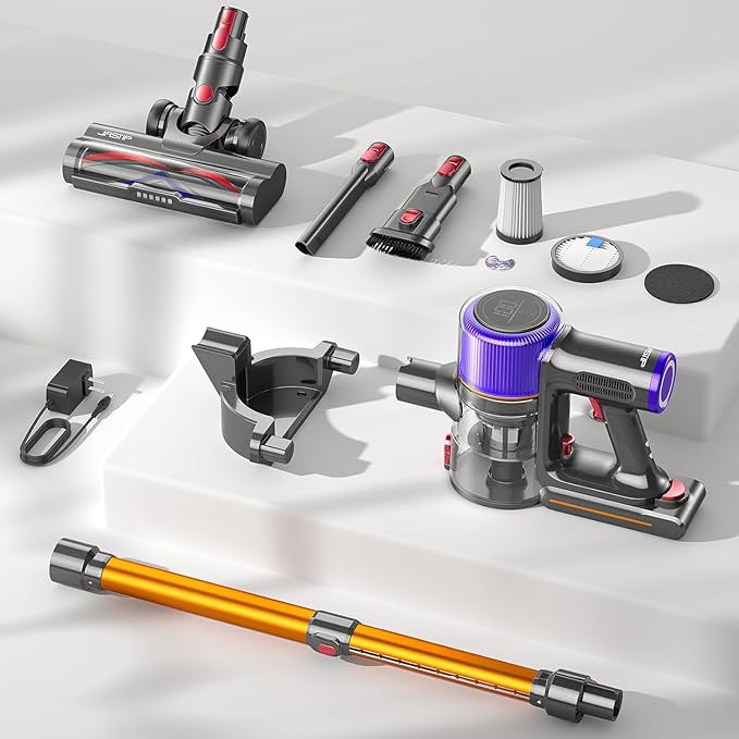Cordless Vacuum Cleaner 650 W/55000 Pa/70 Mins Vacuum Cleaners for Home Anti-Tangle Brush 1.5L Dustbin 9-in-1 Rechargeable Wireless Vacuum for Home Floors Carpets Pet Hair