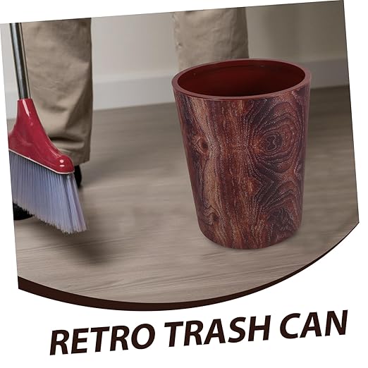 Zerodeko Retro Wood Grain Large Capacity Waste Basket for Home Kitchen Office and Bathroom and Stylish Trash Can with Easy Maintenance