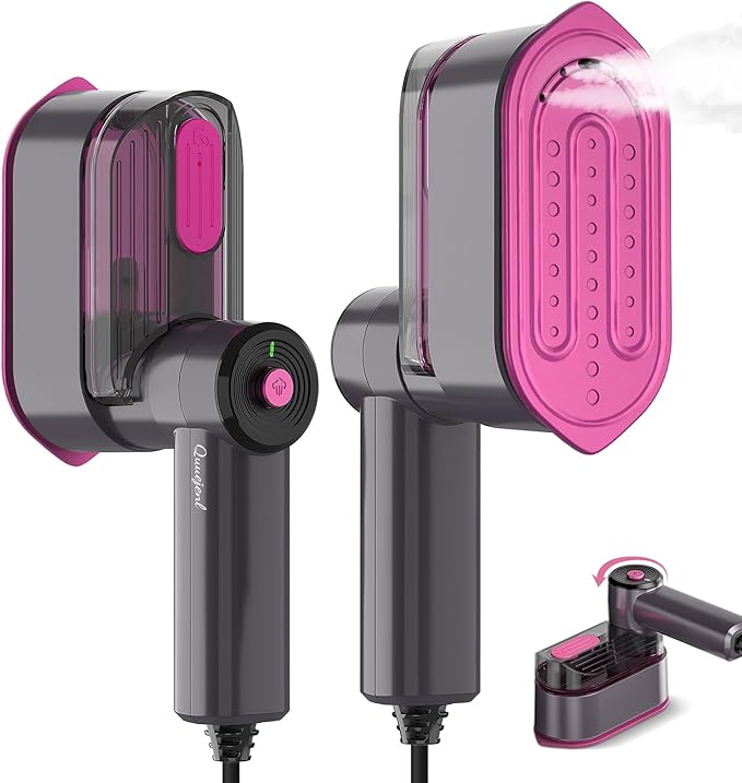 Travel Steamer for Clothes Small Iron - 1000W Portable Steamer &amp Mini Iron10s Fast Heat Handheld Mini Steamer with 8FT Cord Foldable Handle Travel College Dorm &amp Home Essentials (Purple)