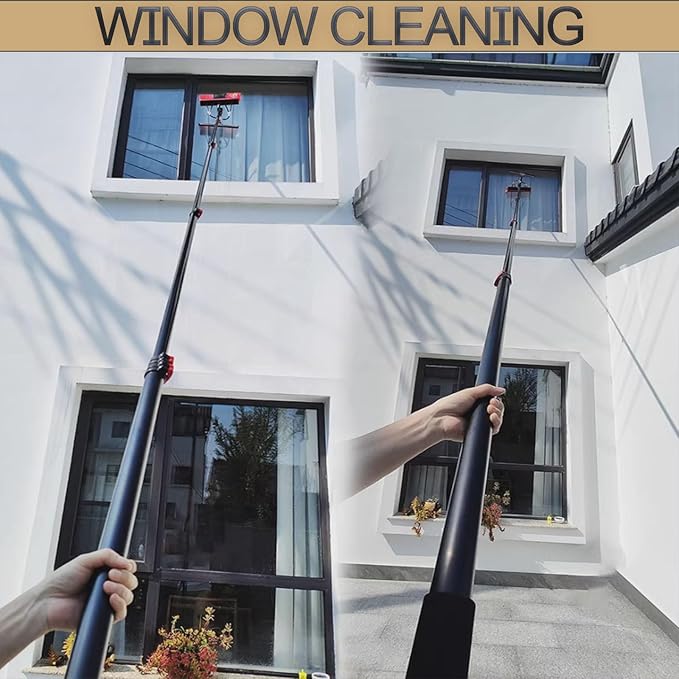 Window Cleaning Rod Window Cleaning Equipment with Scraper 6/9/12m Window Cleaning Water Rod Photovoltaic Panel Cleaning Tools 35cm Brush Head Other Cleaning Activities9M/29FT