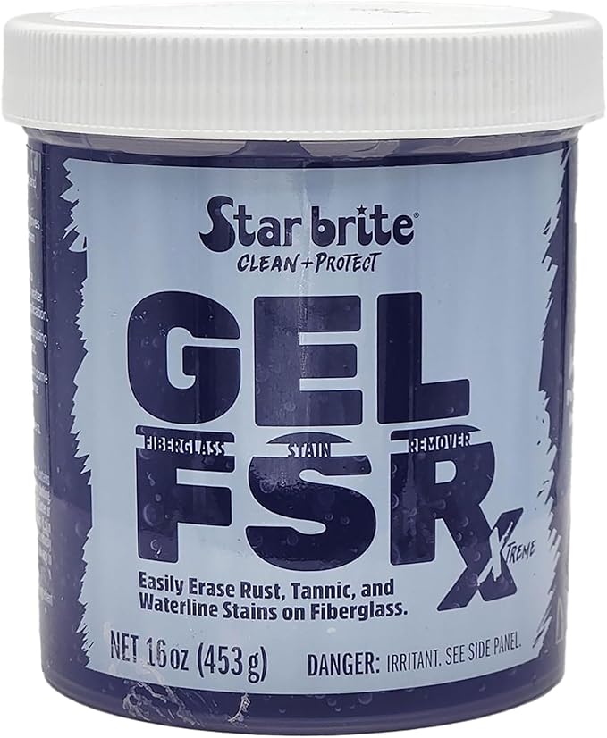 STAR BRITE Gel FSR Xtreme Fiberglass Stain Remover – Removes Rust Tannic &amp Waterline Stains No Sanding Required