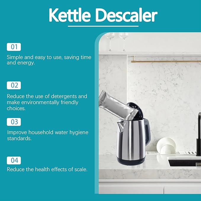 Kettle Descaler Powder - Powerful Limescale Remover For Electric Kettles Restores Shine Easy To Use Household Cleaner(2PCS)