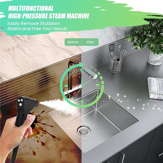 2500W Steam Cleaner for Home &amp Car 15s Heat-Up Handheld Steamer for Cleaning 1.2L Portable High Steam Cleaners 6-Level Steam Control with 14 pcs Accessories Kit for Car Floors Couches Grout