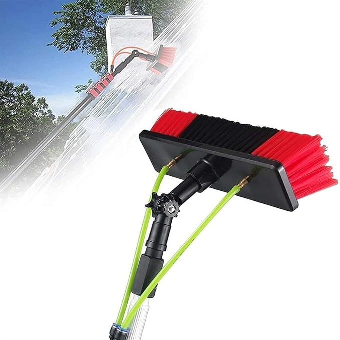 Window Cleaning Pole Water Fed Telescopic Brush Extendable Cleaner Conservatory Room Cleaning Photovoltaic and Solar Panels Brush Head (Color : 6m/19.6ft Size : 30Cm Brush Head)