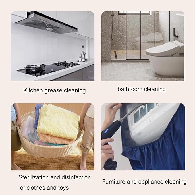 Steam Cleaner with Handle Controllable SwitchPortable 2500W High Pressure Handheld Steam Cleanerfor Car Kitchen Furniture Grout TileBlack