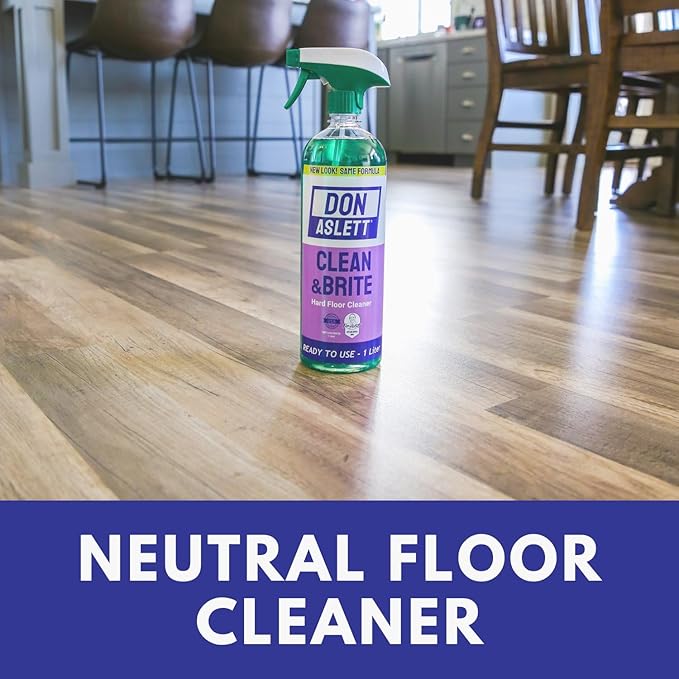 Don Aslett Clean &amp Brite Set (1 Quart Concentrate and 32 Oz Ready-To-Use Spray Bottle) Floor Cleaner | Restore Natural Shine of Hard Flooring Surface - Tile Vinyl Linoleum Wood