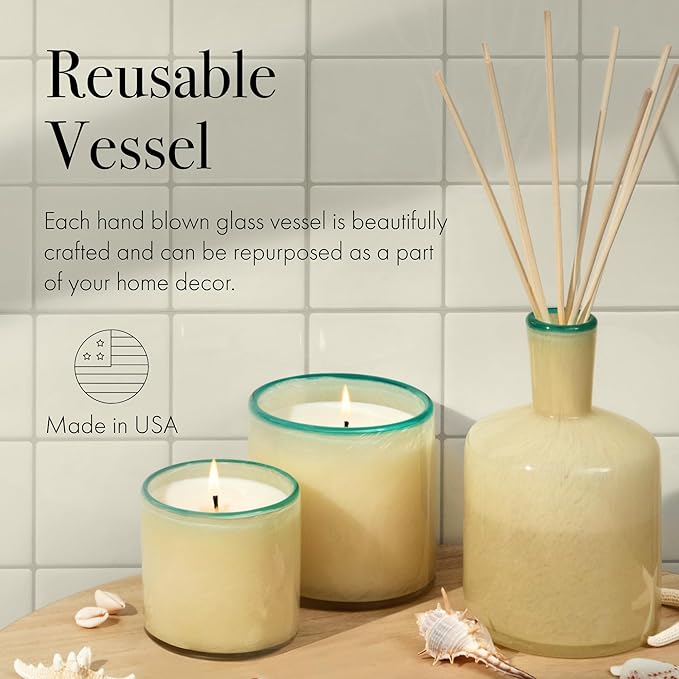 LAFCO New York Signature Reed Diffuser French Lilac - 15 oz - Up to 9 Months Fragrance Life - Reusable Hand Blown Glass Vessel - Natural Wood Reeds - Made in The USA